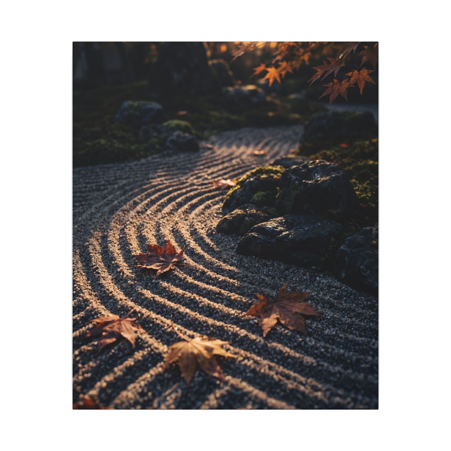 Rock Garden Moody Minimal Canvas Art | Bold Dark Japandi Art