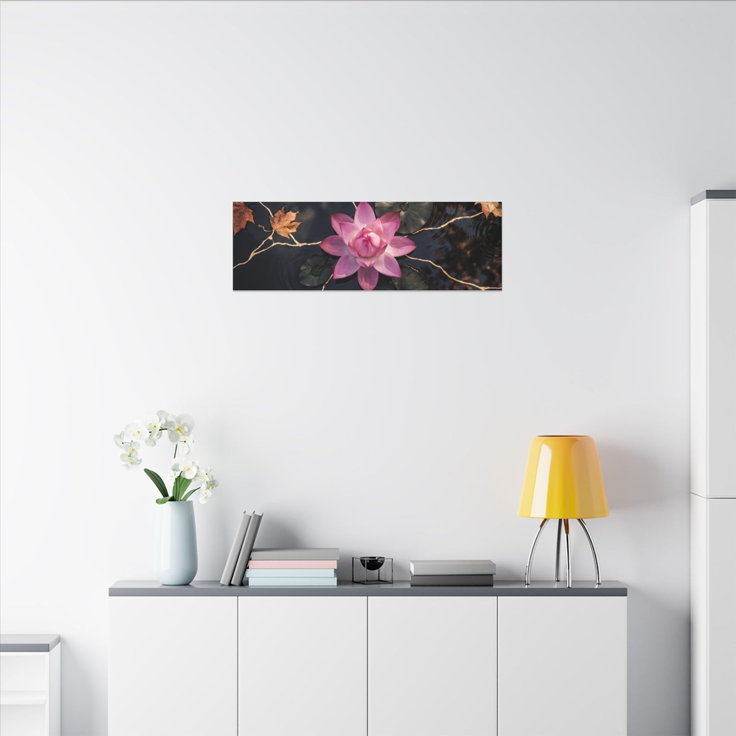 Ma Lotus Flower Canvas Art - Kintsugi Gold Vein