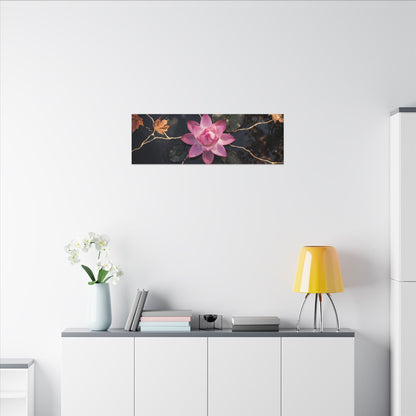 Ma Lotus Flower Canvas Art - Kintsugi Gold Vein