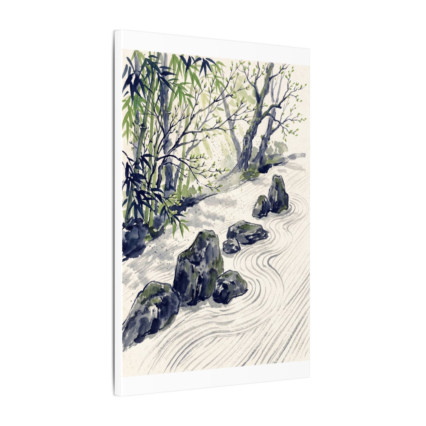Dappled Rock Garden Canvas Art - Zen Mono No Aware