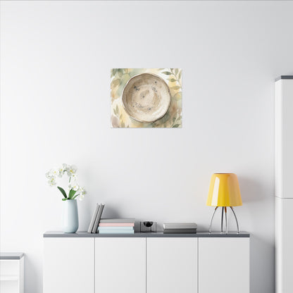 Ceramic Bowl Watercolor Canvas Art | Warm Japandi Art