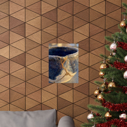 Kintsugi Ceramic Bowl in Golden Hour | Gold Vein Wall Art Print