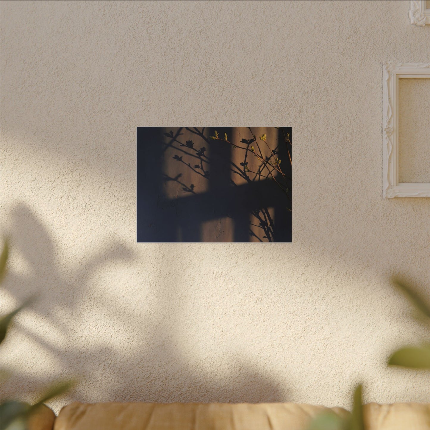 Shadow Play Canvas Art | Spring Dark Japandi Shadow Zen Art