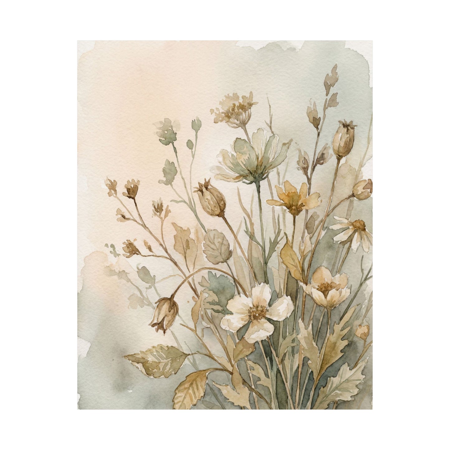 Summer Dried Flowers Watercolor Wall Art Print | Cozy Decor