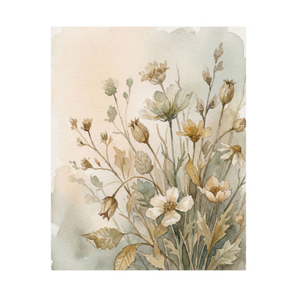 Summer Dried Flowers Watercolor Wall Art Print | Cozy Decor