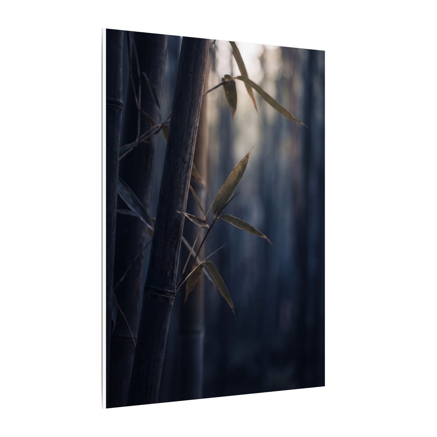 Dark Japandi Bamboo Grove in Dawn | Moody Minimal Canvas Art