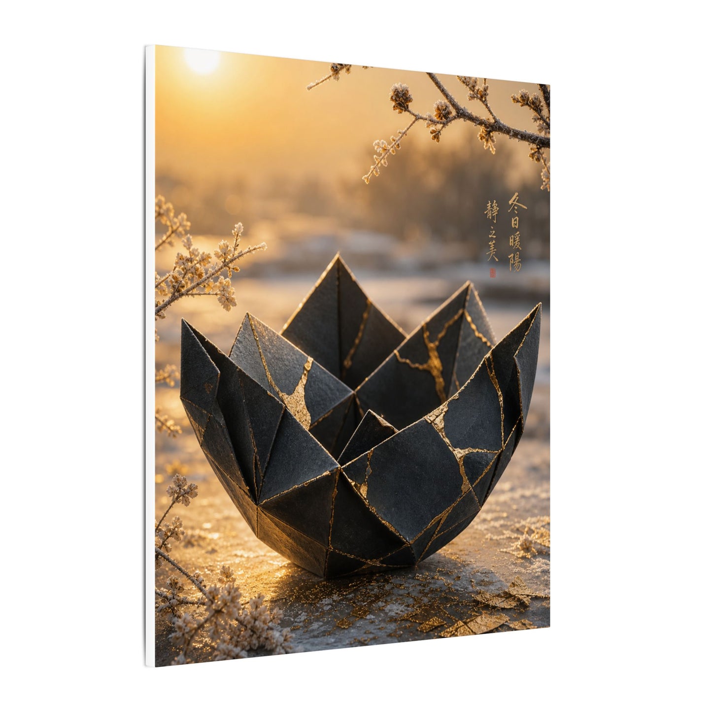 Kintsugi Paper Fold in Golden Hour | Gold Repair Canvas Art