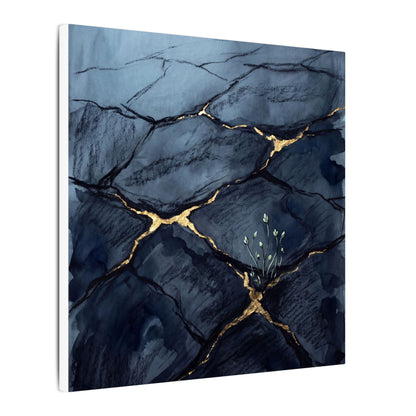 Mono No Aware Cracked Earth Canvas Art - Dark Japandi Charcoal Ink