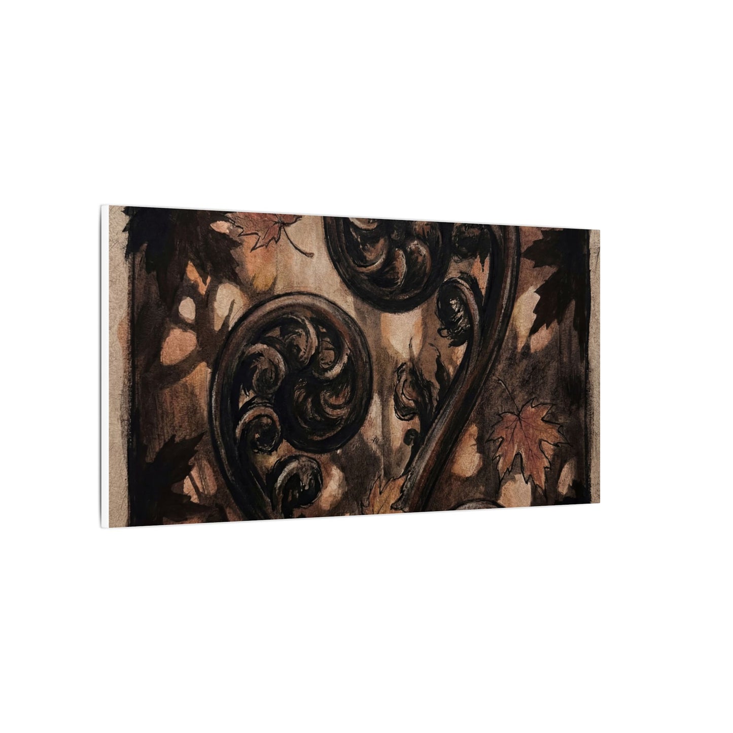 Mono No Aware Fern Unfurling Canvas Art - Dark Japandi Charcoal Ink