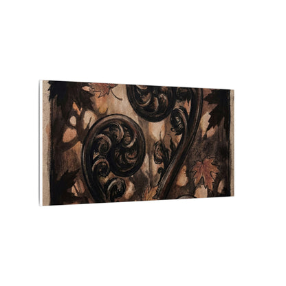 Mono No Aware Fern Unfurling Canvas Art - Dark Japandi Charcoal Ink