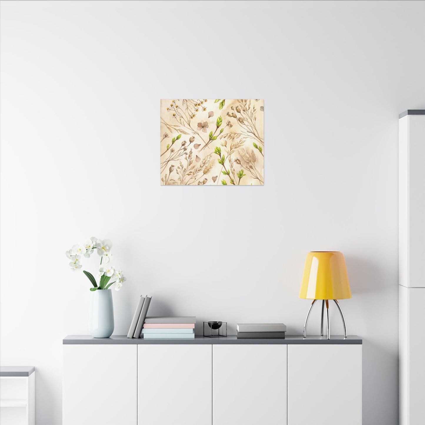 Spring Dried Flowers Watercolor Canvas Art | Earthy Decor