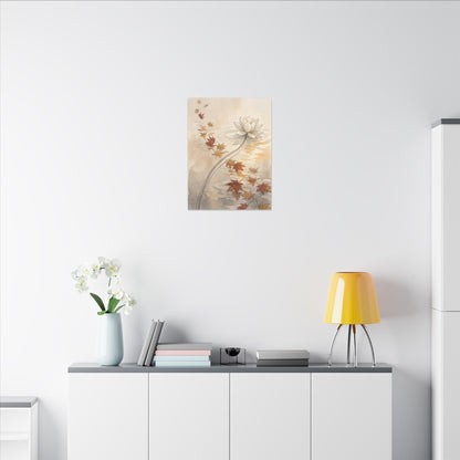 Lotus Flower Canvas Art | Autumn Japandi Minimal Line Art