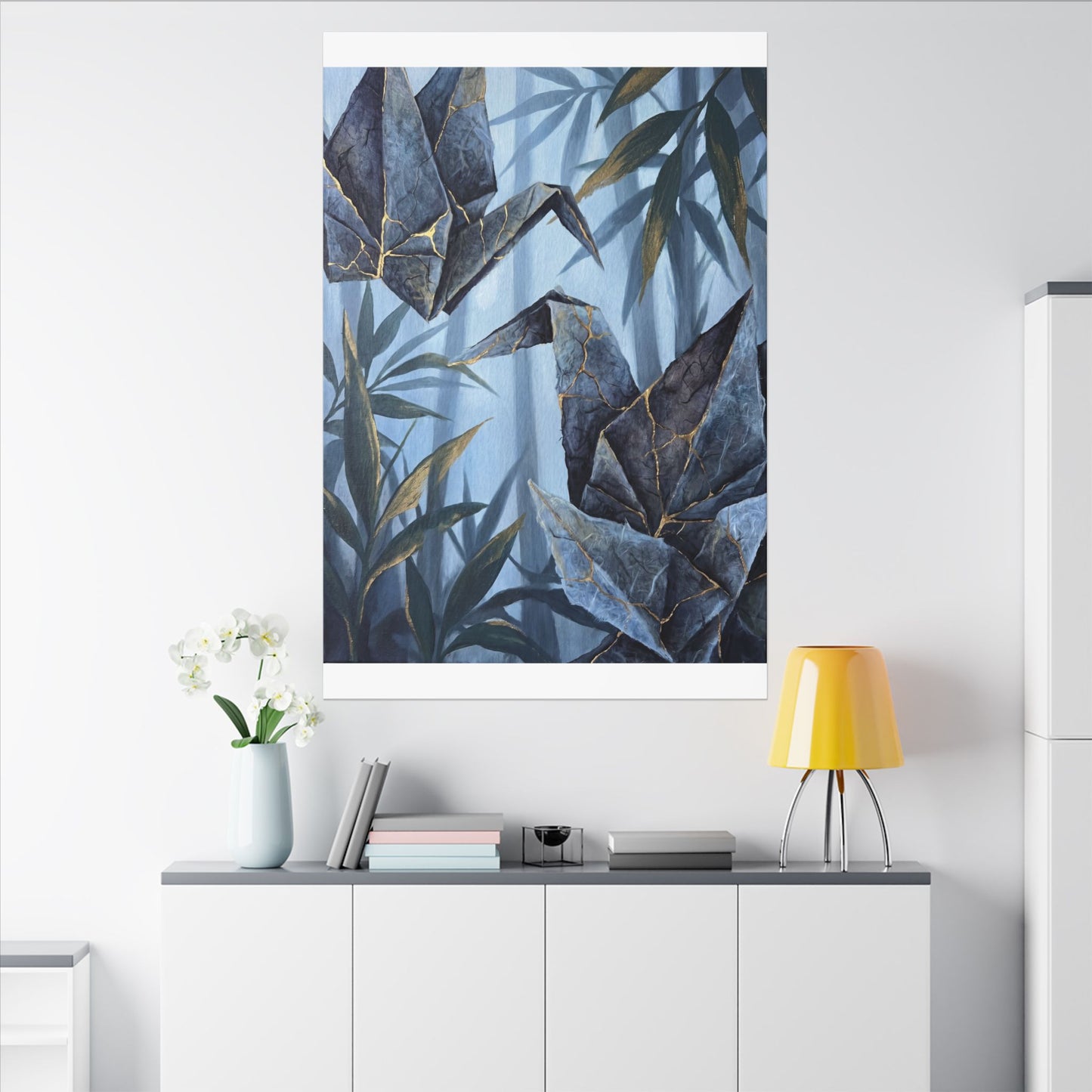 Paper Fold Canvas Art | Summer Kintsugi Crackle Gold Art