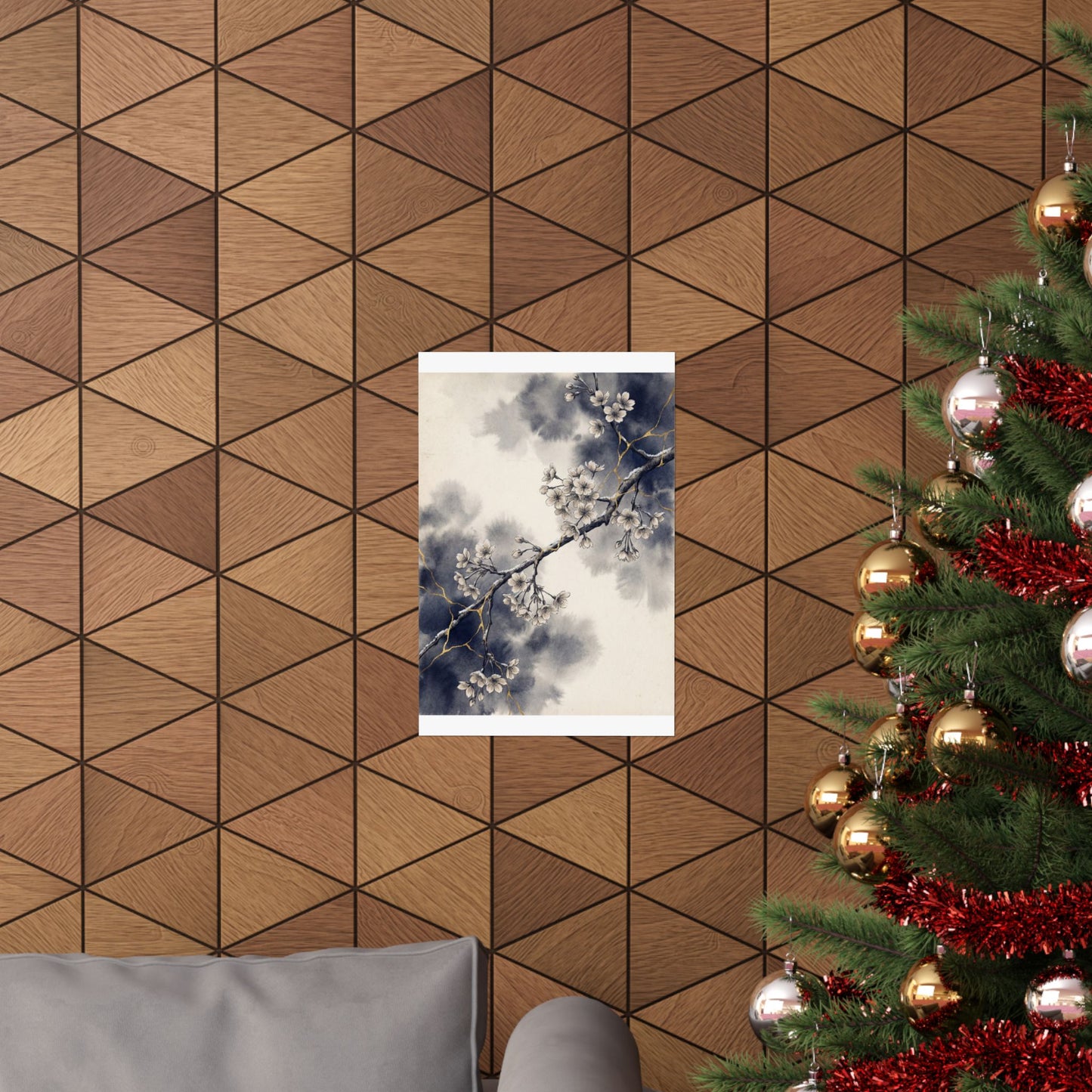 Beautiful Cherry Blossom Wall Art Print - Gold Vein Kintsugi