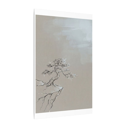 Pine Tree Minimal Line Canvas Art | Warm Japandi Art