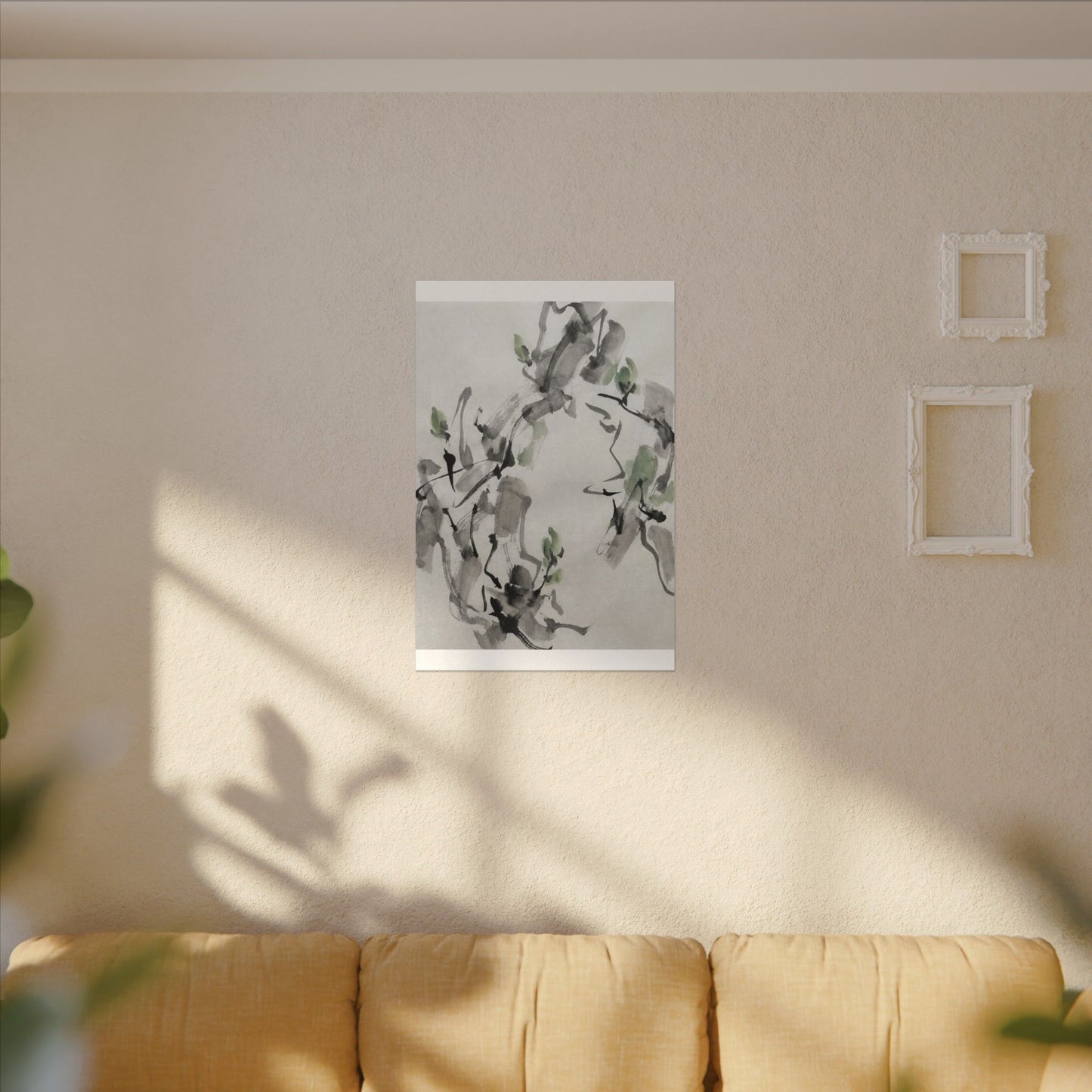Zen Ink Brushstroke in Overcast | Sumi E Canvas Art