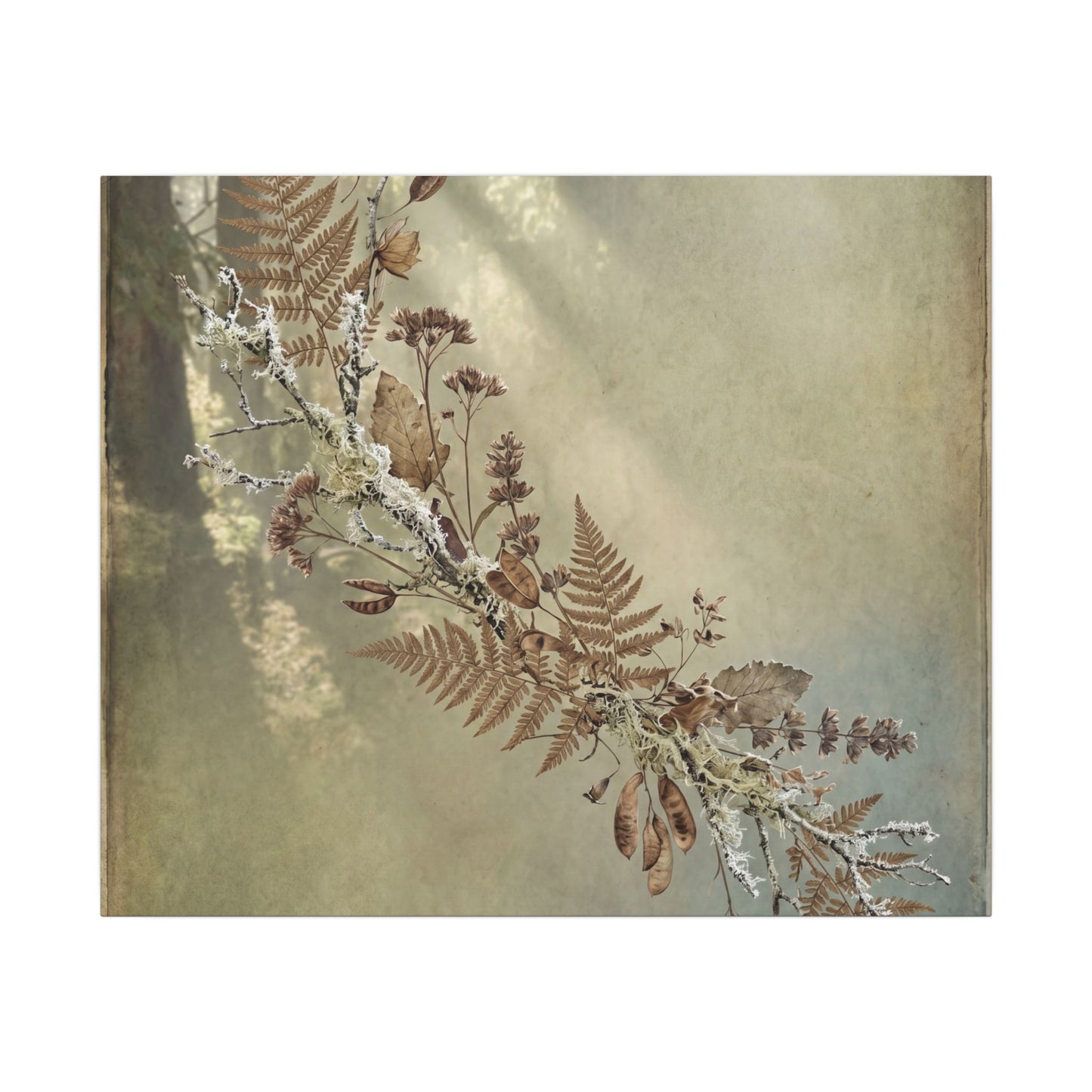 Winter Dried Flowers Forest Whimsy Canvas Art | Earthy Decor