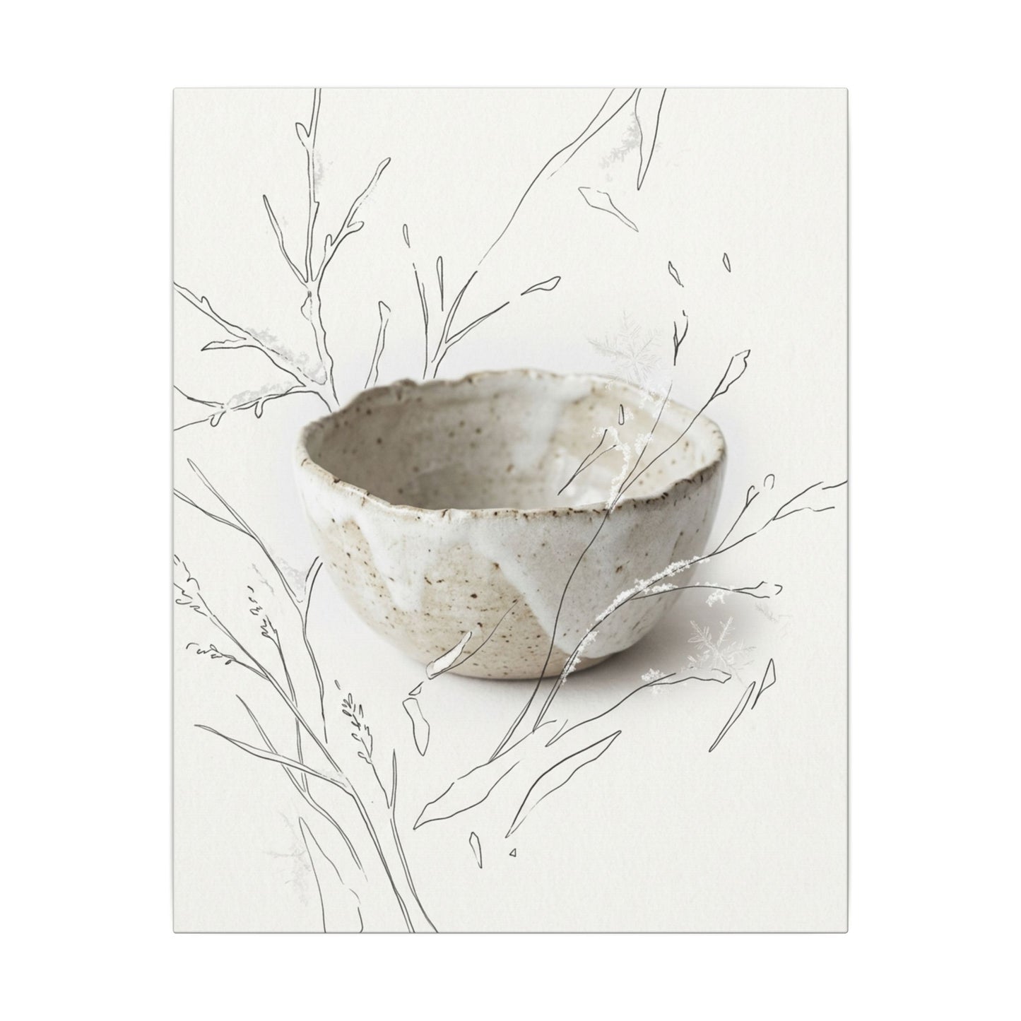 Neutral Ceramic Bowl Canvas Art - Minimal Line Japandi