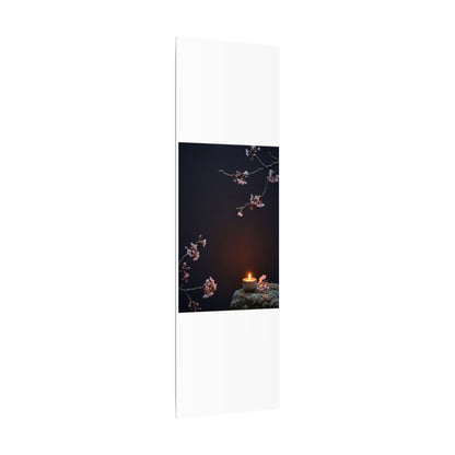 Dark Japandi Cherry Blossom in Candlelight | Moody Minimal Canvas Art