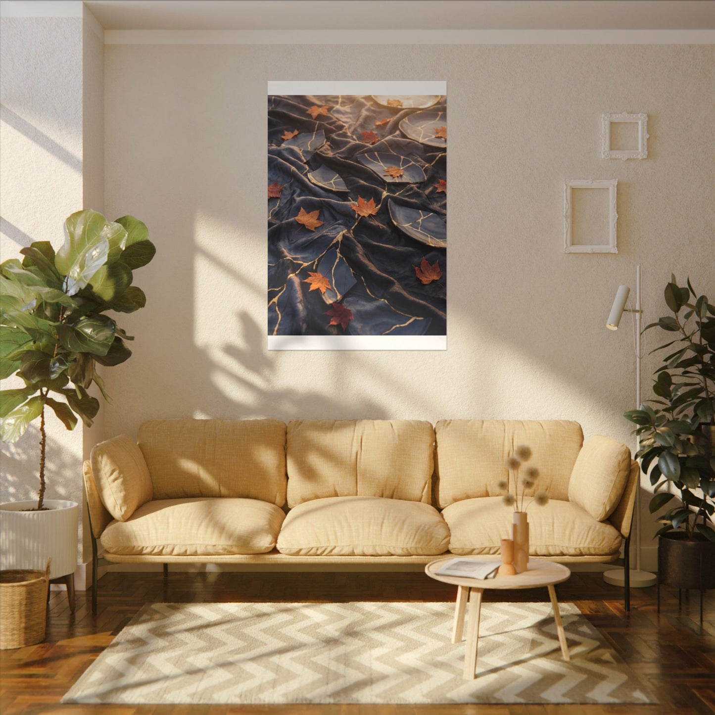 Golden Hour Silk Drape Canvas Art - Kintsugi Shibui