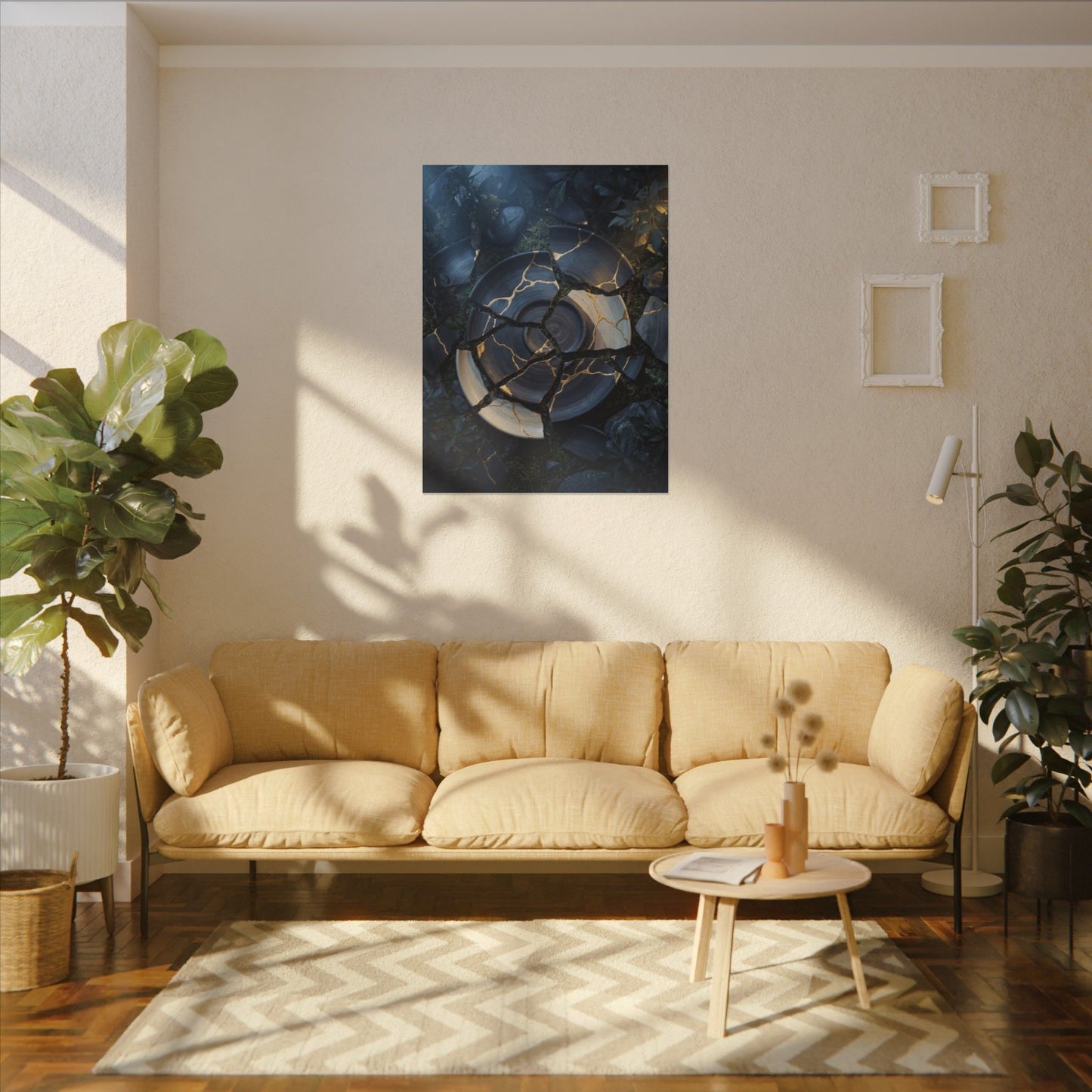 Resilient Broken Pottery Canvas Art - Gold Vein Kintsugi