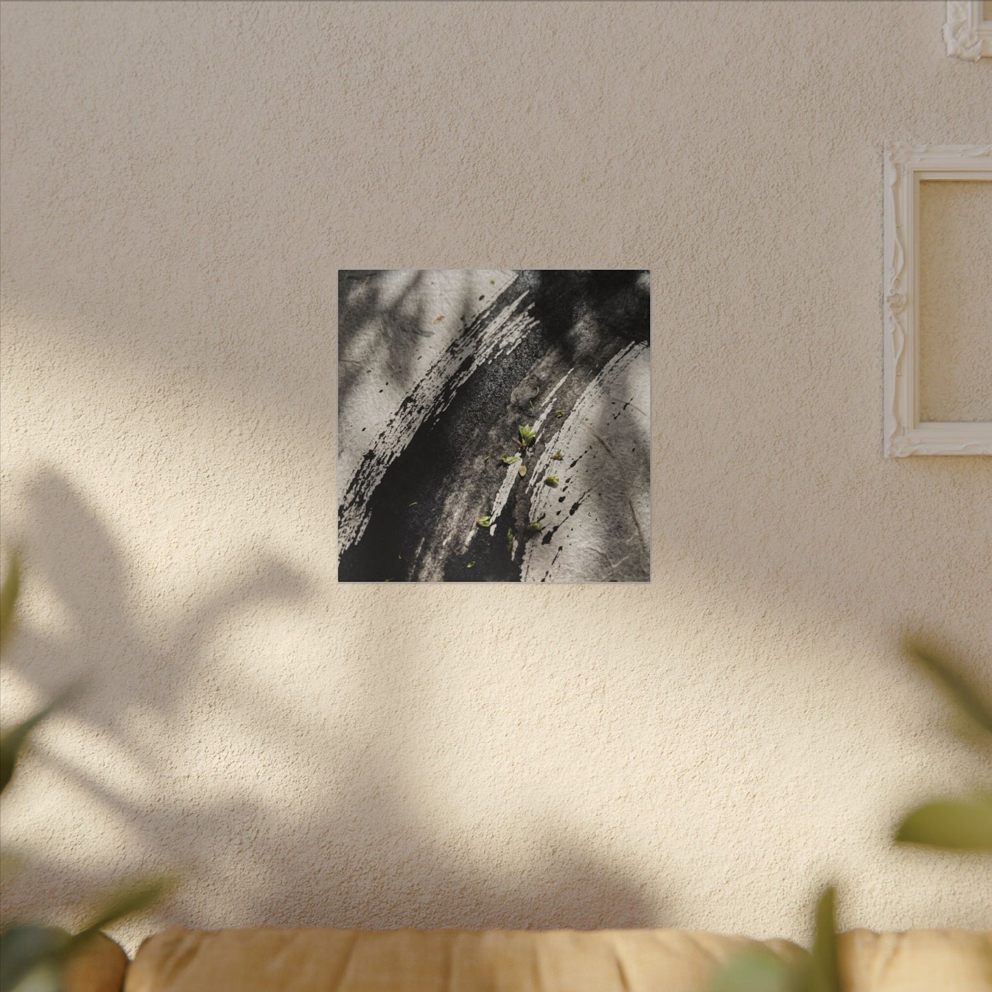 Ink Brushstroke Canvas Art | Spring Dark Japandi Moody Minimal Art