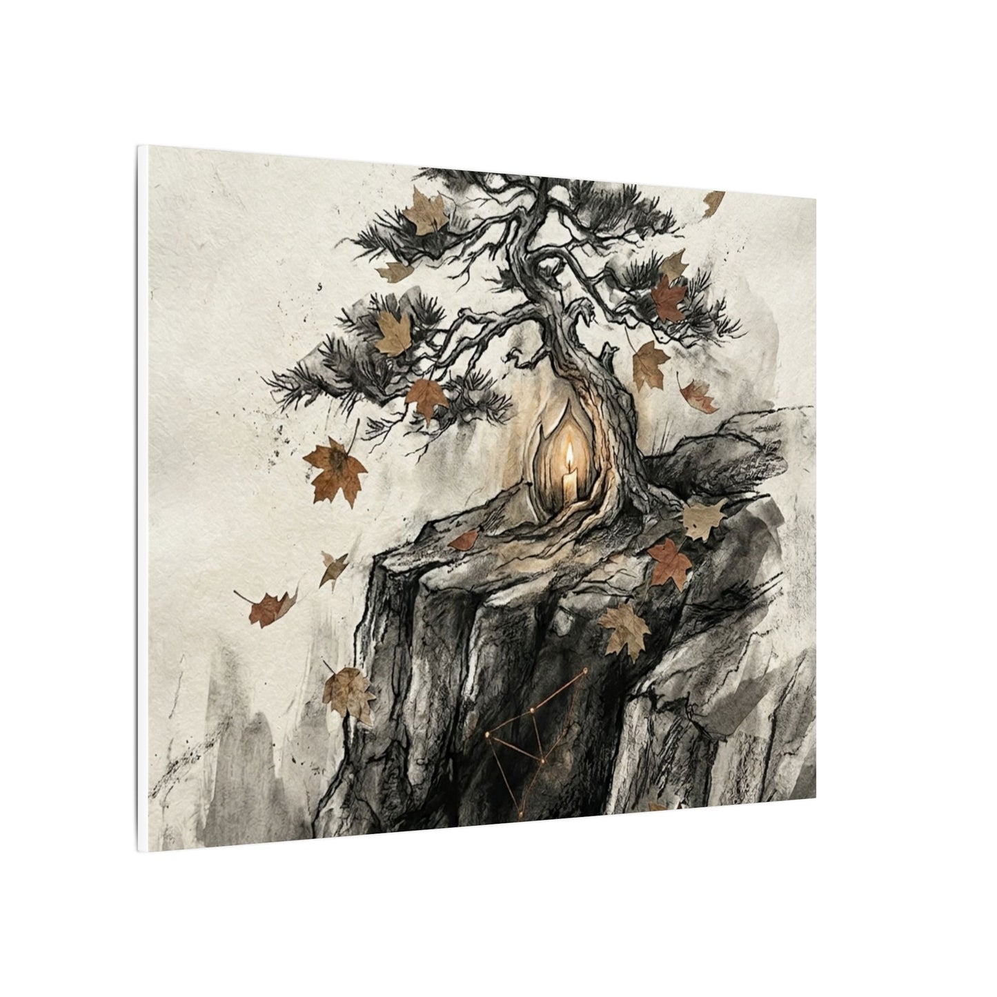 Pine Tree Autumn Canvas Art | Japandi Earthy Design