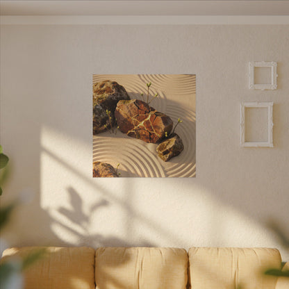 Kanso Rock Garden Canvas Art - Kintsugi Crackle Gold