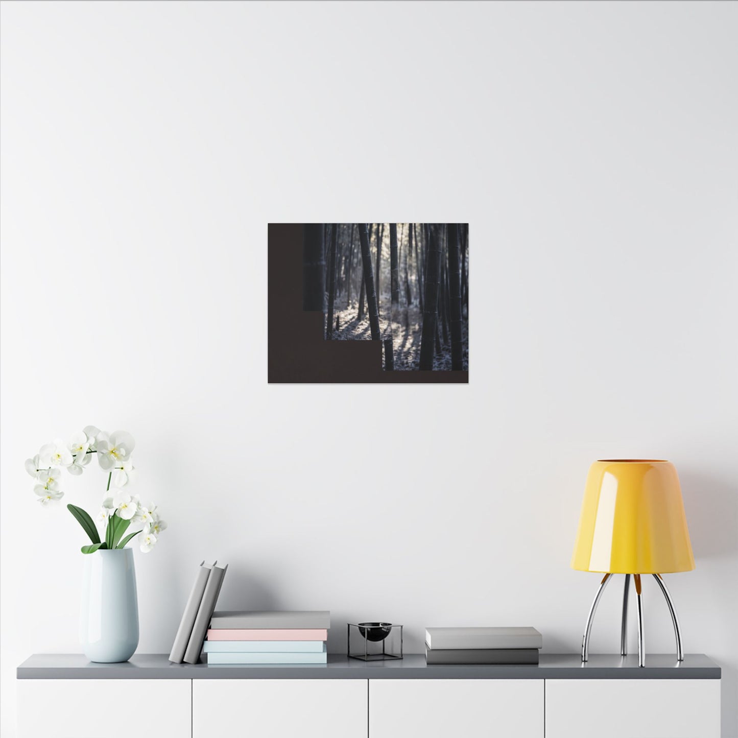 Bamboo Grove Canvas Art | Winter Dark Japandi Moody Minimal Art