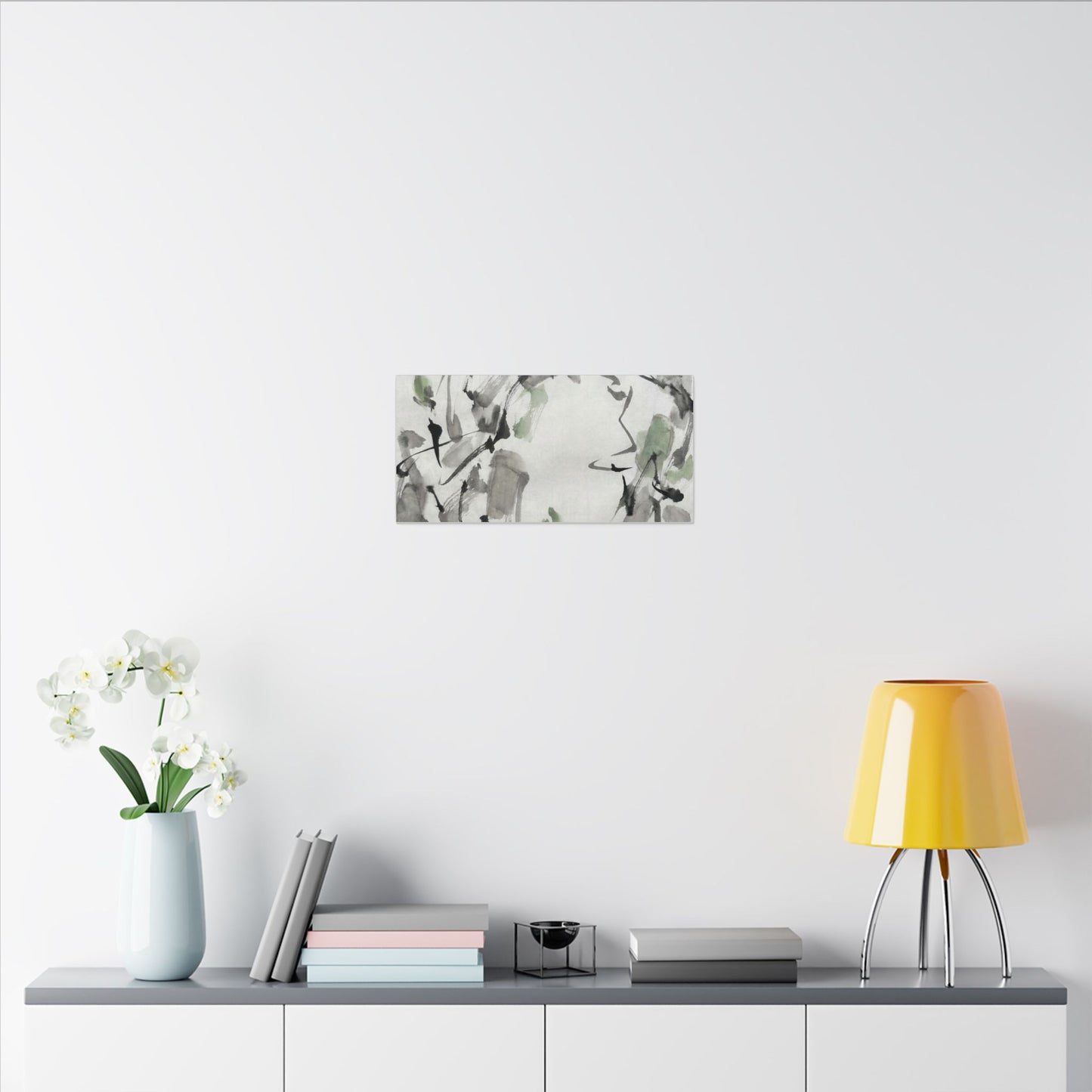 Zen Ink Brushstroke in Overcast | Sumi E Canvas Art