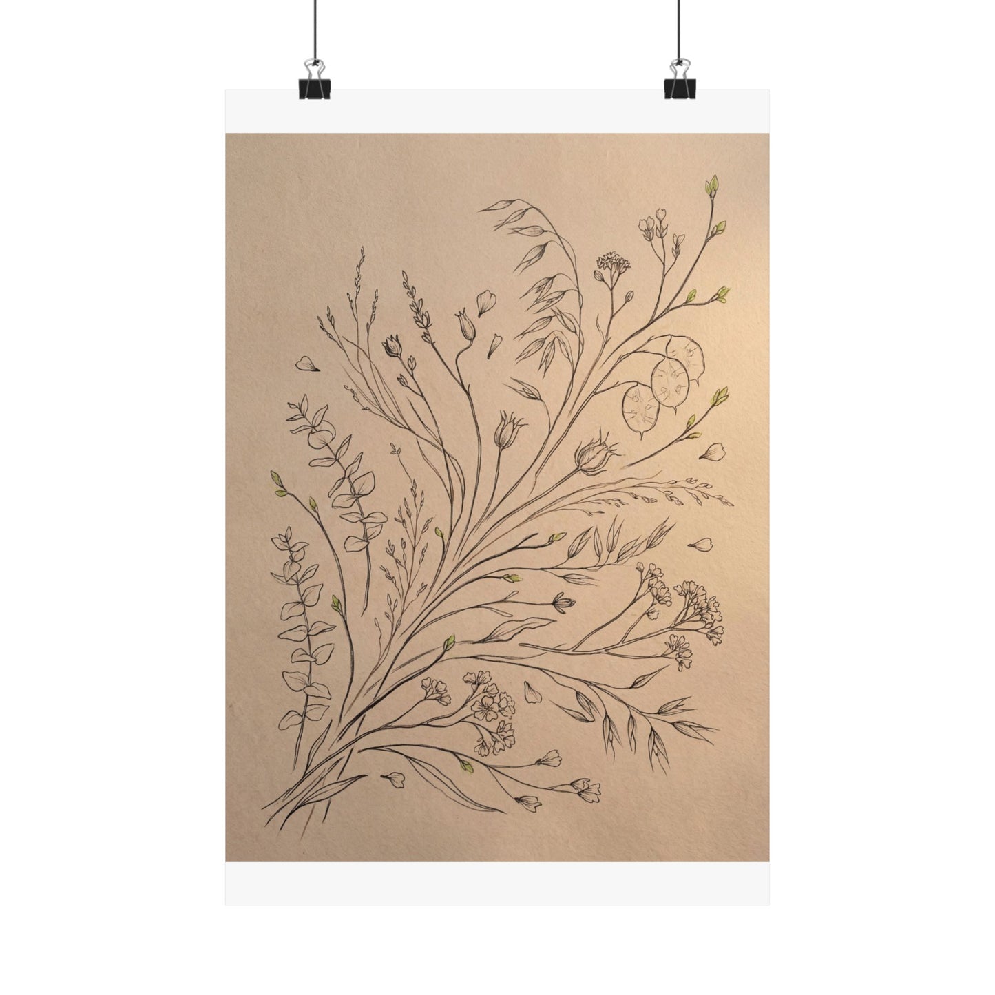 Golden Hour Dried Flowers Wall Art Print - Japandi Seijaku Art Print