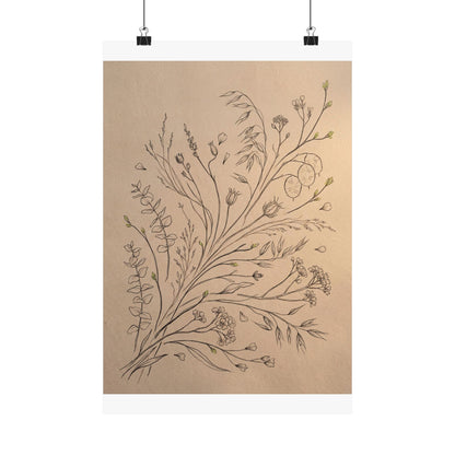 Golden Hour Dried Flowers Wall Art Print - Japandi Seijaku Art Print