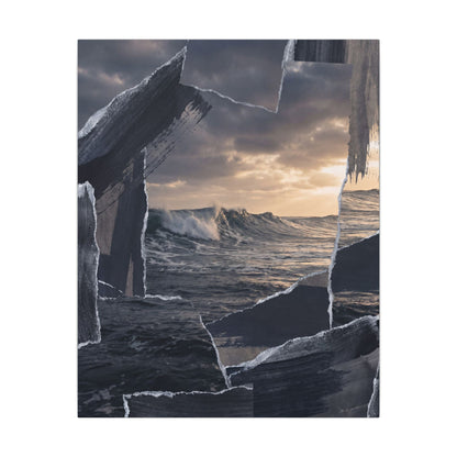 Fukinsei Ocean Wave Canvas Art - Dark Japandi Shadow Zen
