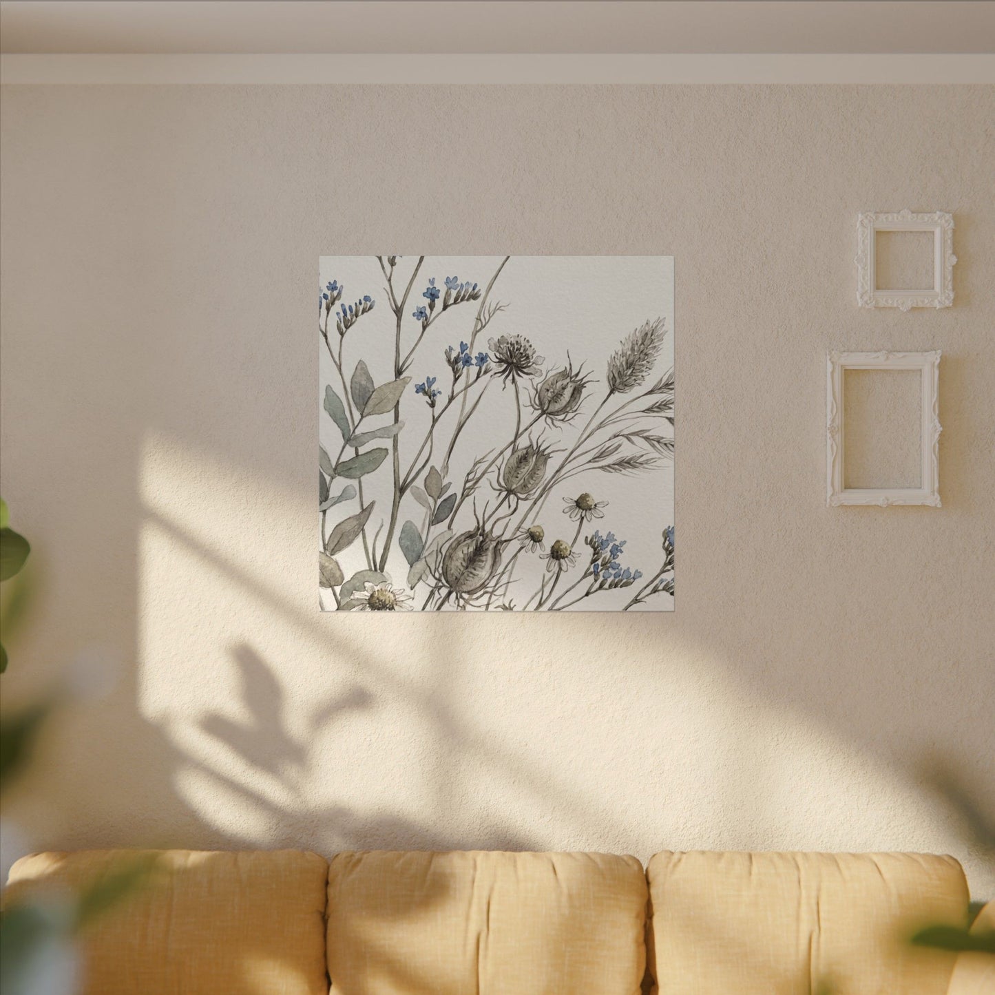 Dried Flowers Canvas Art | Summer Japandi Watercolor Art