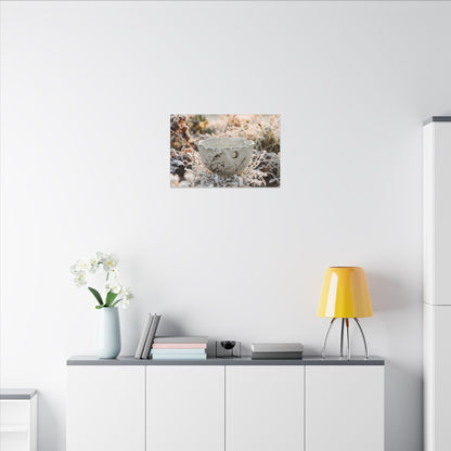 Japandi Ceramic Bowl in Golden Hour | Japanese Pattern Canvas Art