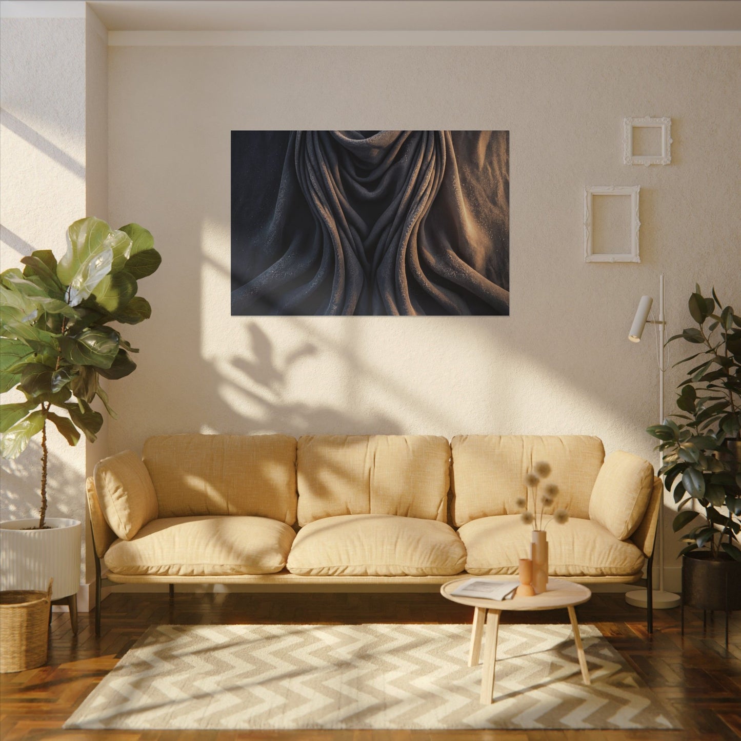 Moody Silk Drape Canvas Art - Shadow Zen Dark Japandi