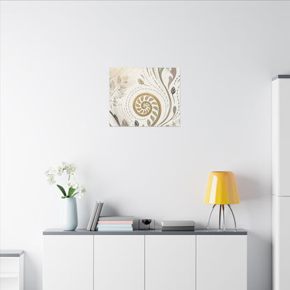 Japandi Fern Unfurling in Golden Hour | Japanese Pattern Canvas Art