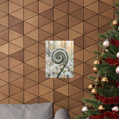 Fern Unfurling Wall Art Print | Winter Japandi Watercolor Art