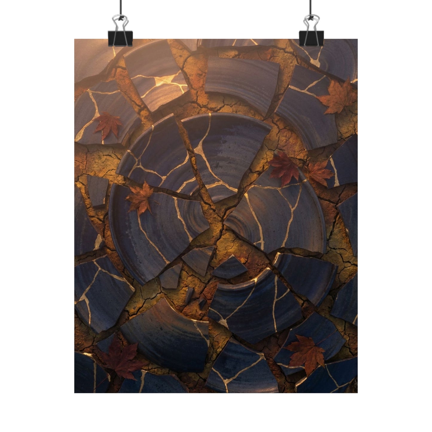 Autumn Cracked Earth Gold Repair Wall Art Print | Beautiful Decor