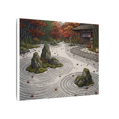 Autumn Rock Garden Ukiyo E Inspired Canvas Art | Peaceful Decor