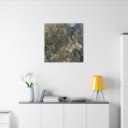 Japandi Dried Flowers in Moonlight | Watercolor Canvas Art