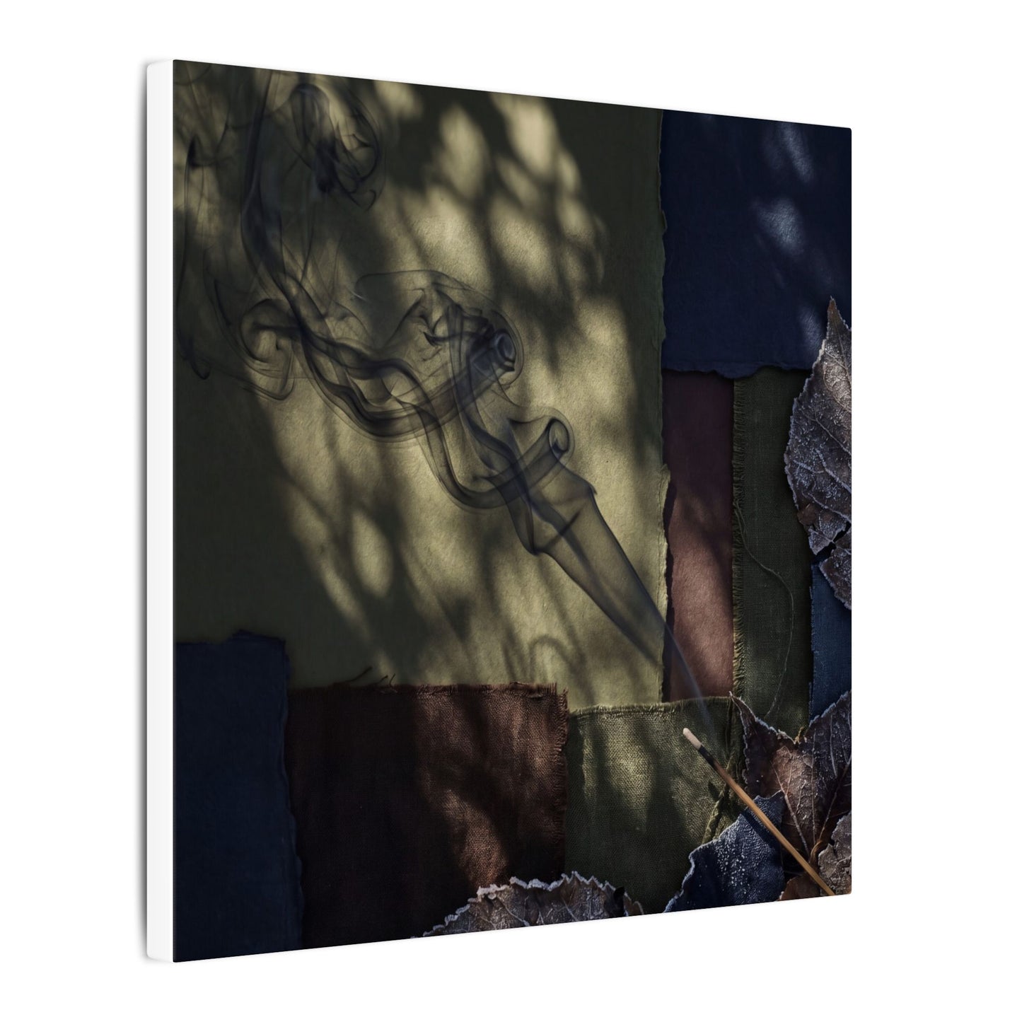 Ma Incense Smoke Canvas Art - Dark Japandi Dark Texture