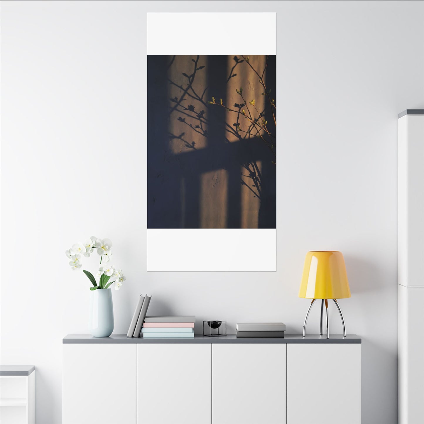 Shadow Play Canvas Art | Spring Dark Japandi Shadow Zen Art