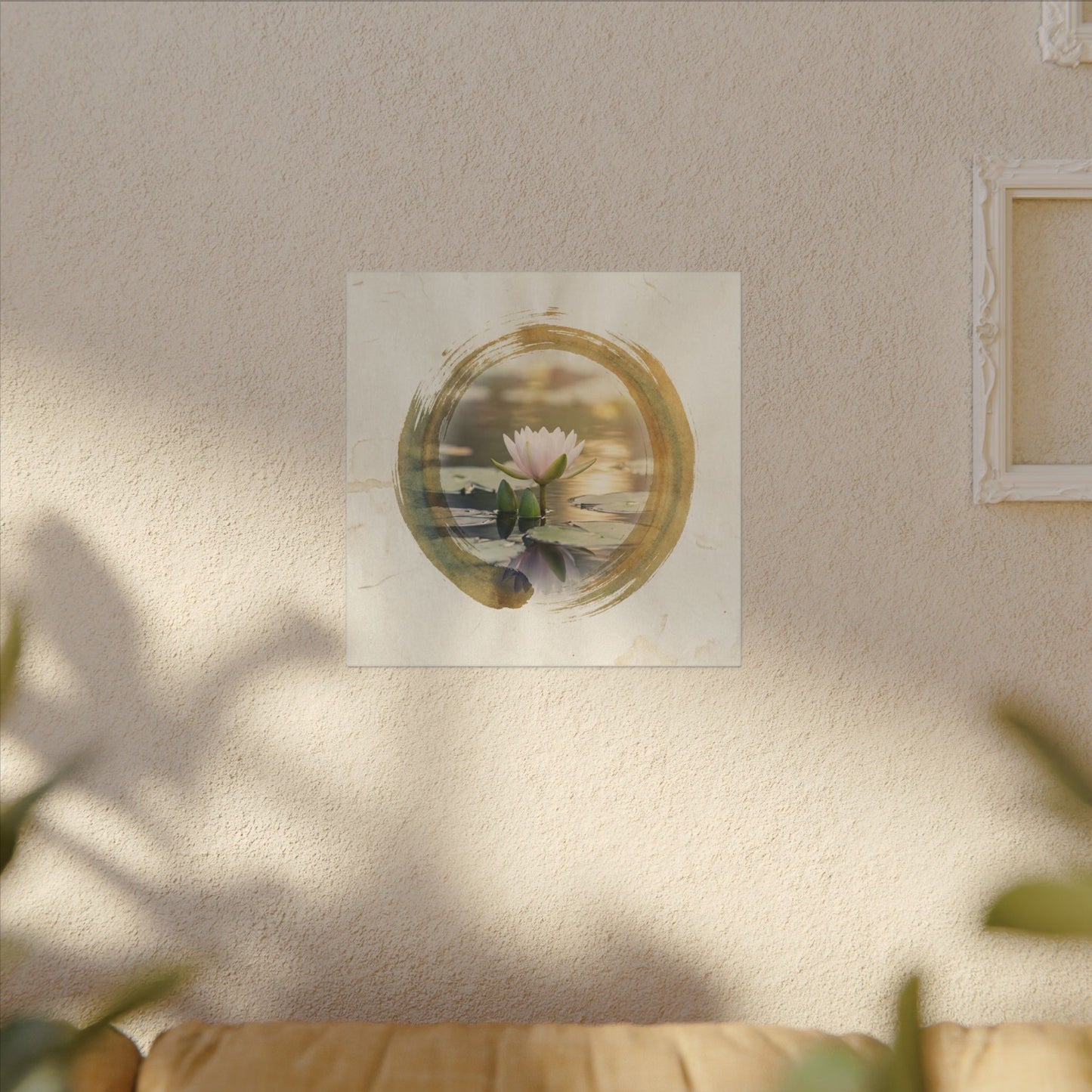 Peaceful Lotus Flower Canvas Art - Enso Zen