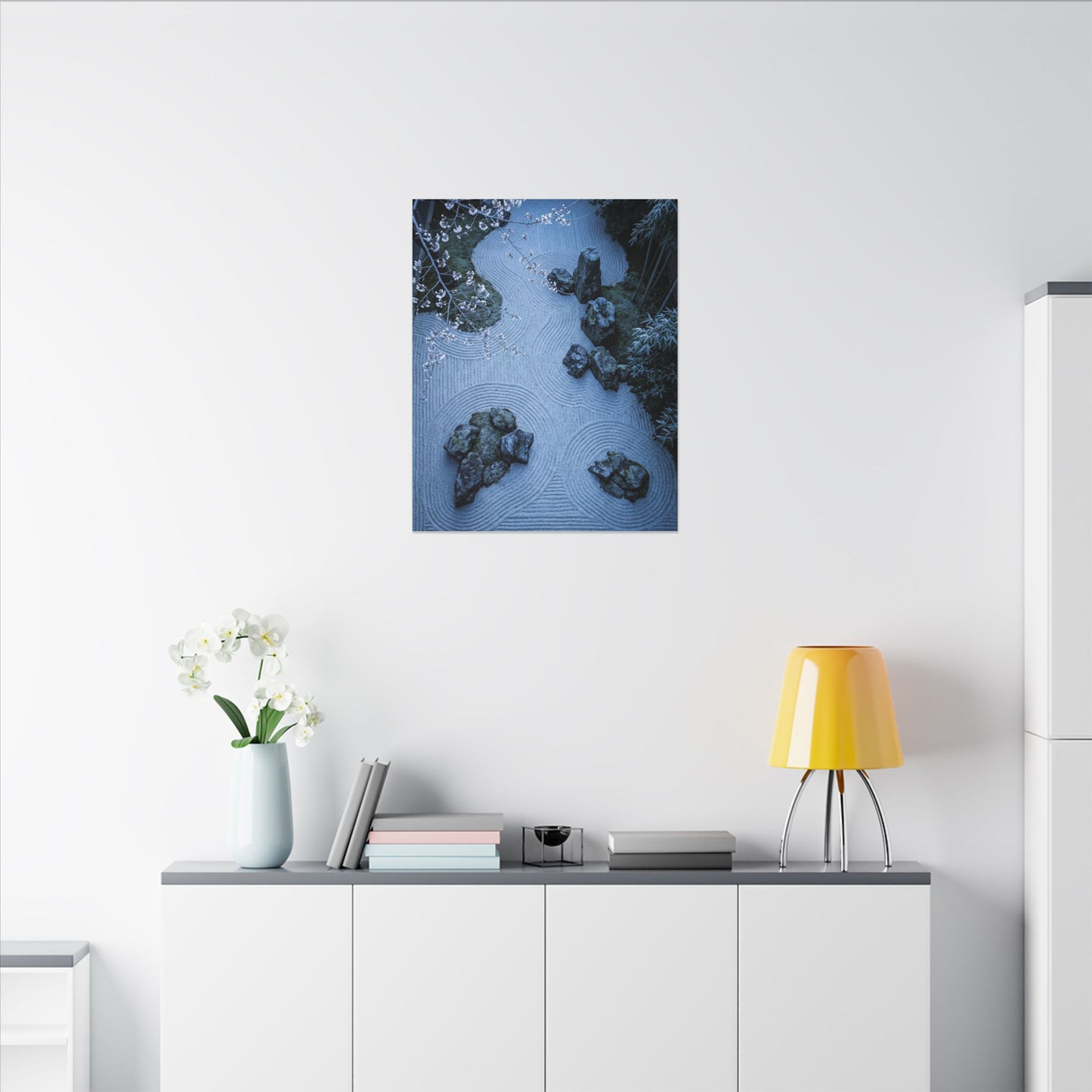 Contemplative Cherry Blossom Canvas Art - Karesansui Zen