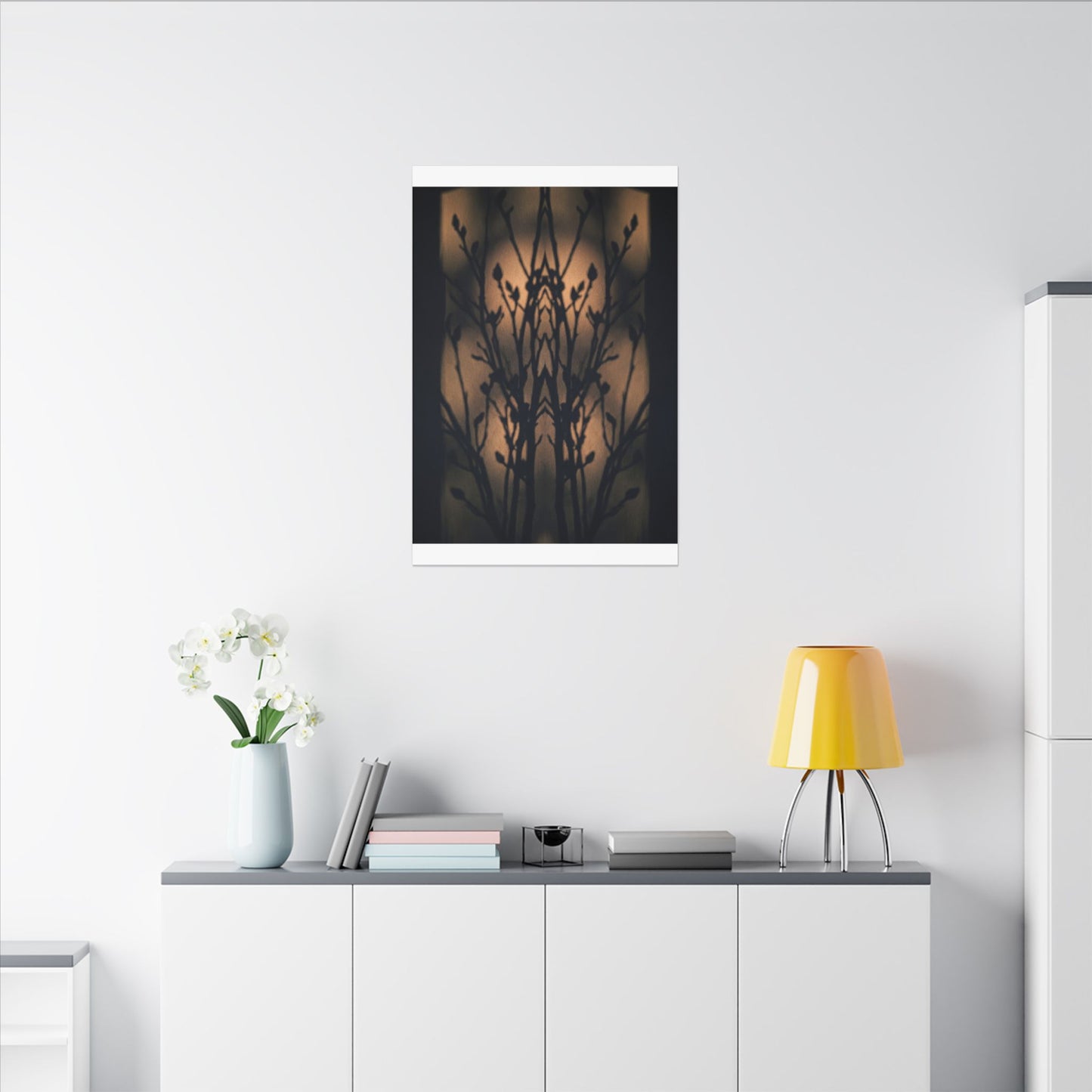 Dark Japandi Shadow Play in Golden Hour | Shadow Zen Canvas Art