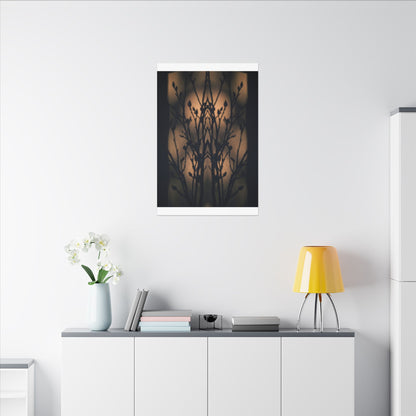 Dark Japandi Shadow Play in Golden Hour | Shadow Zen Canvas Art