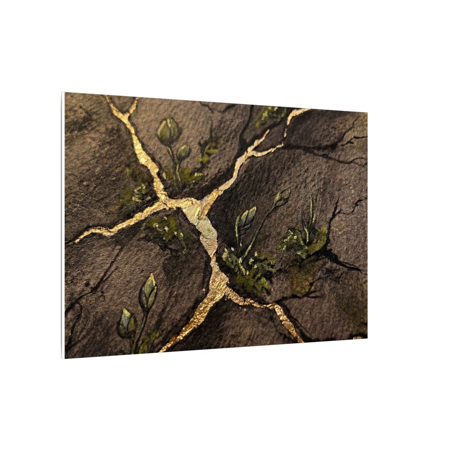 Spring Cracked Earth Charcoal Ink Canvas Art | Luxurious Decor