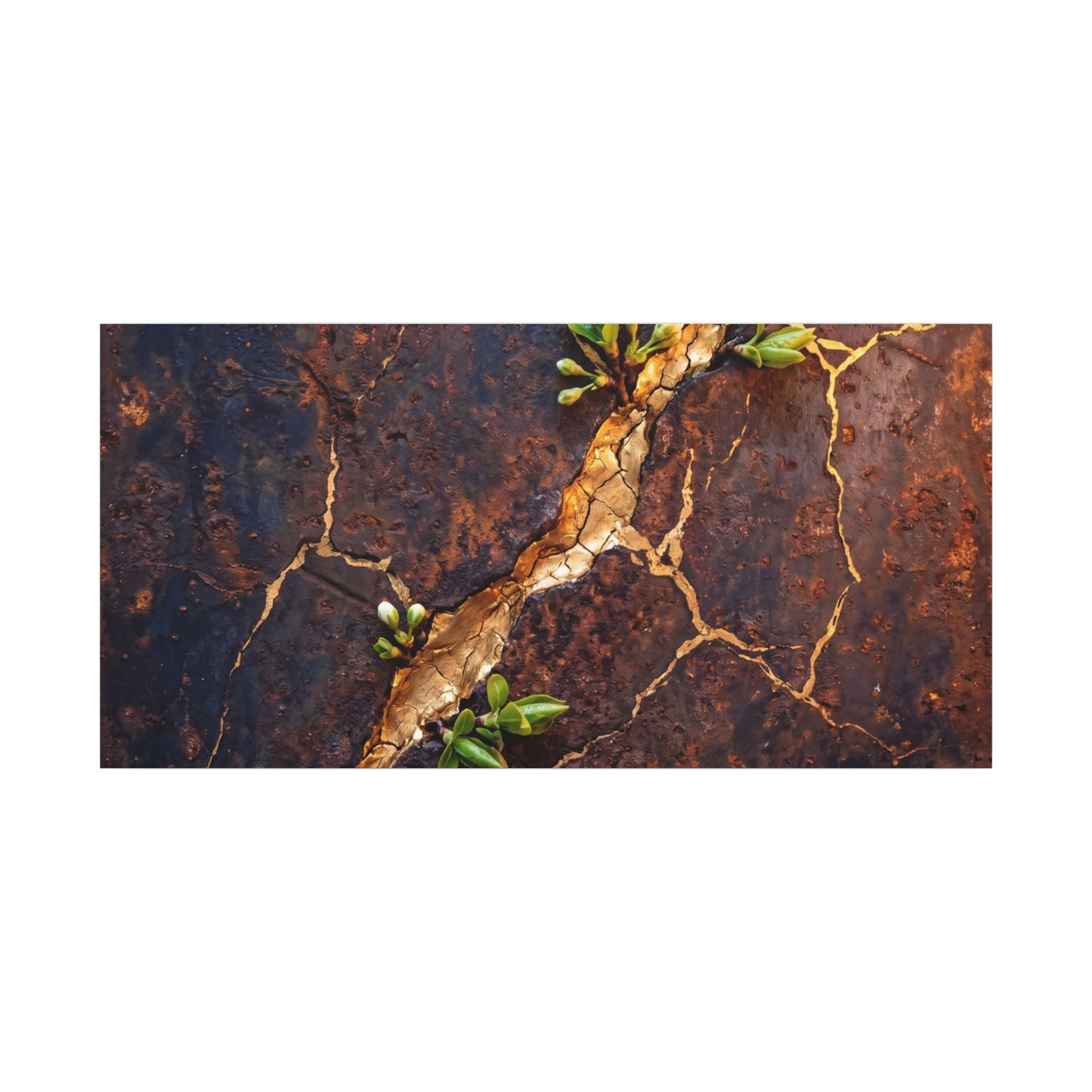 Rust Patina Spring Canvas Art | Kintsugi Resilient Design