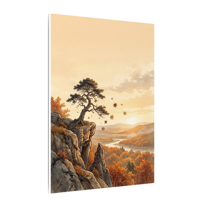 Pine Tree Autumn Canvas Art | Japandi Warm Design